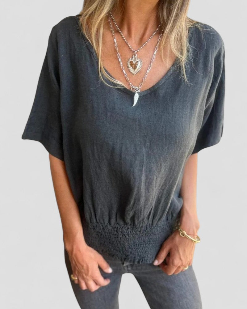 Laura™ - Waisted V-Neck T-Shirt