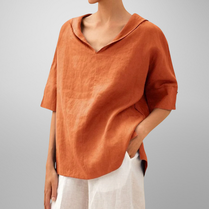 Calista™ - V-NECK TOP WITH COLLAR