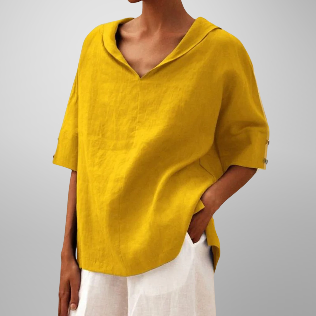 Calista™ - V-NECK TOP WITH COLLAR