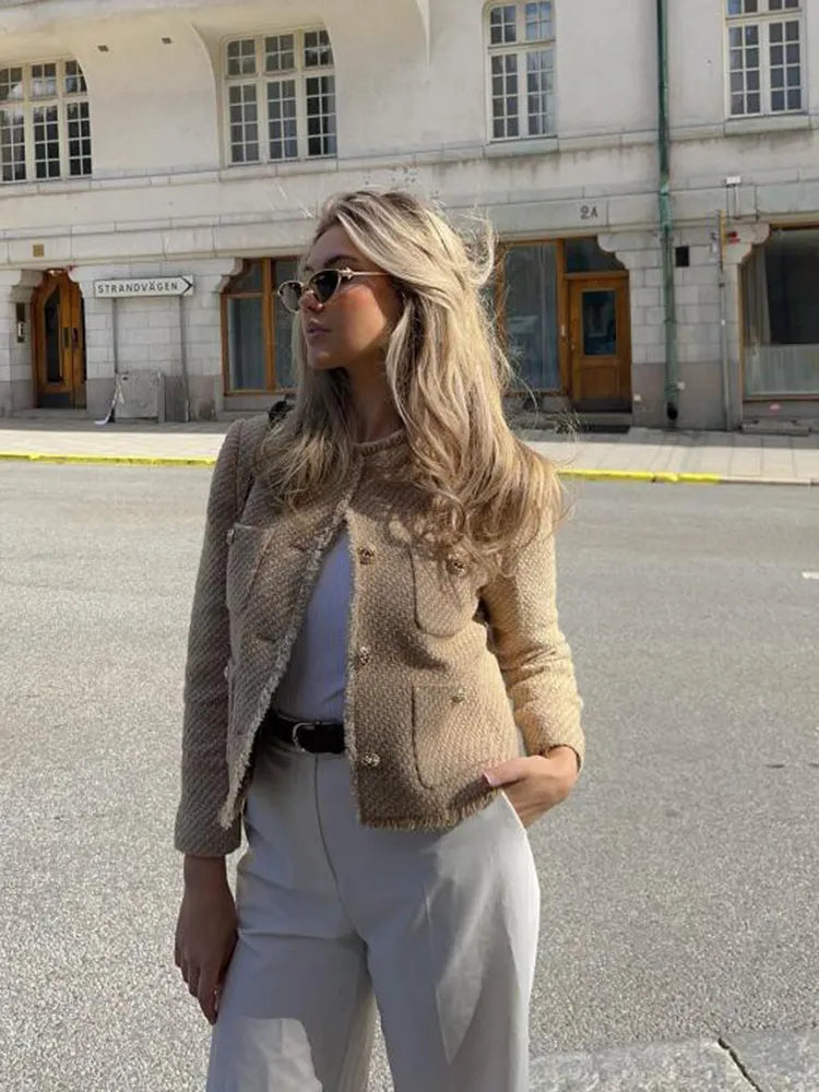 Aisling™ - Stylish Tweed Cropped Jacket