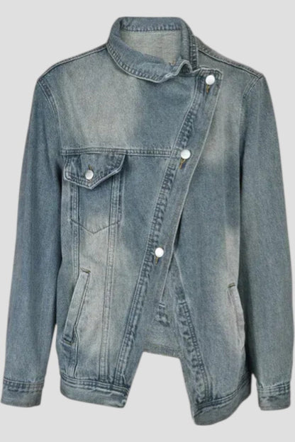 Nola™ - Feminique Chic Asymmetric Denim Jacket