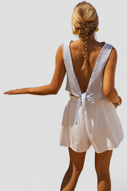 Rebecca™ - Blue Gingham Crop Top