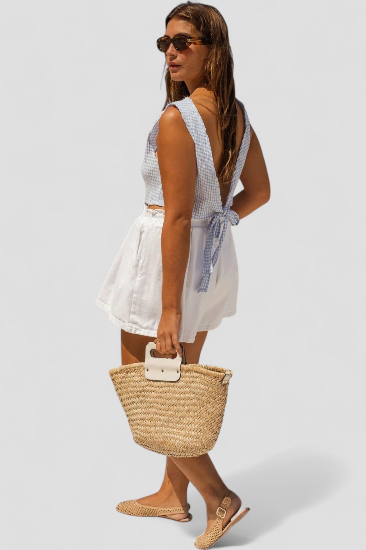 Rebecca™ - Blue Gingham Crop Top