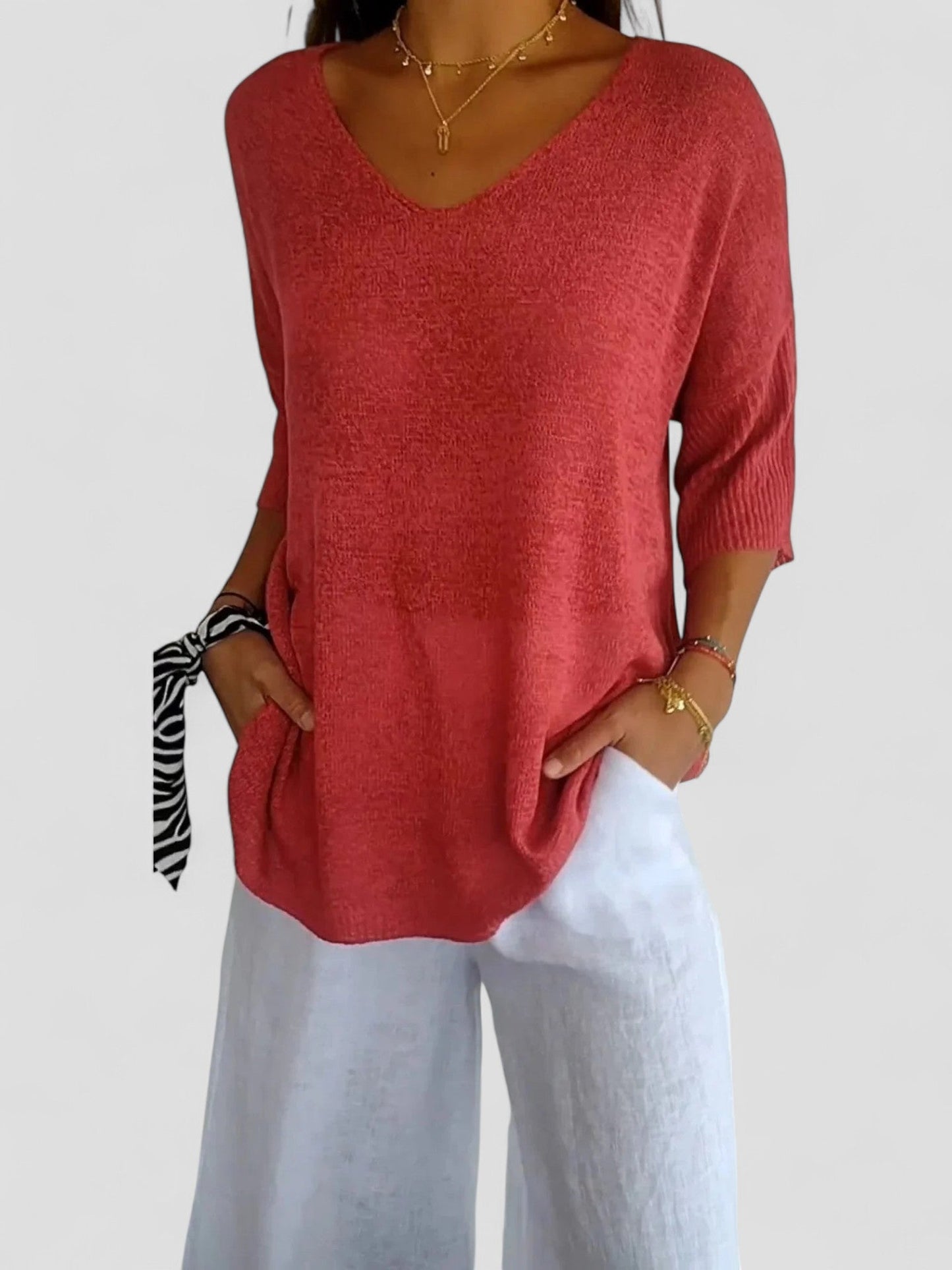 Aurea™ - V-Neck Knit Top