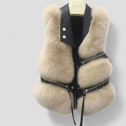 Rina™ - Eleganique Chic Slim-Fit Fur Vest